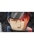 40x20 inches anime desk pad with Shisui Uchiha, Leaf headband lines, and sword wrap detail.