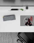 14x10 inches anime mouse pad in flat gray with bold red stripes, red clouds, and a dark dramatic vibe.