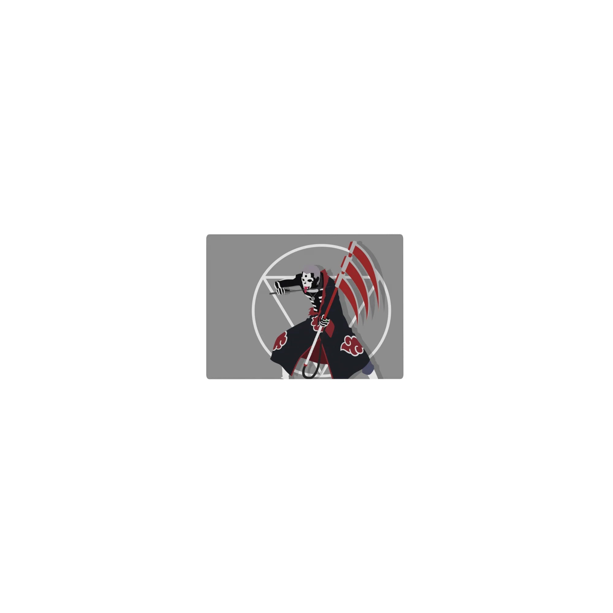 14x10 inches classic anime mouse pad with Akatsuki cloud design, white circle accents, and scythe art.