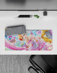 28x12 inches pastel kawaii mouse pad in pink, lavender, and gold with candy-glass sparkle vibes.