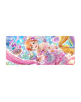 28x12 inches anime girl mouse pad with orange-haired idol in frilly ribbons, pearls, and sparkly bows.