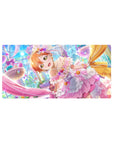 Anime girl mouse pad 32x16 inches with frilly idol art, pearls, ribbons, sparkly bows and sweets.