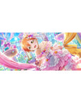 Anime girl desk pad 36x16 inches with pastel idol art, frills, pearls, ribbons, and candy ballroom vibe.