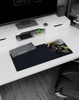 Lead rider leans forward in a fast chase scene on an anime girl mouse pad 28x12 inches.