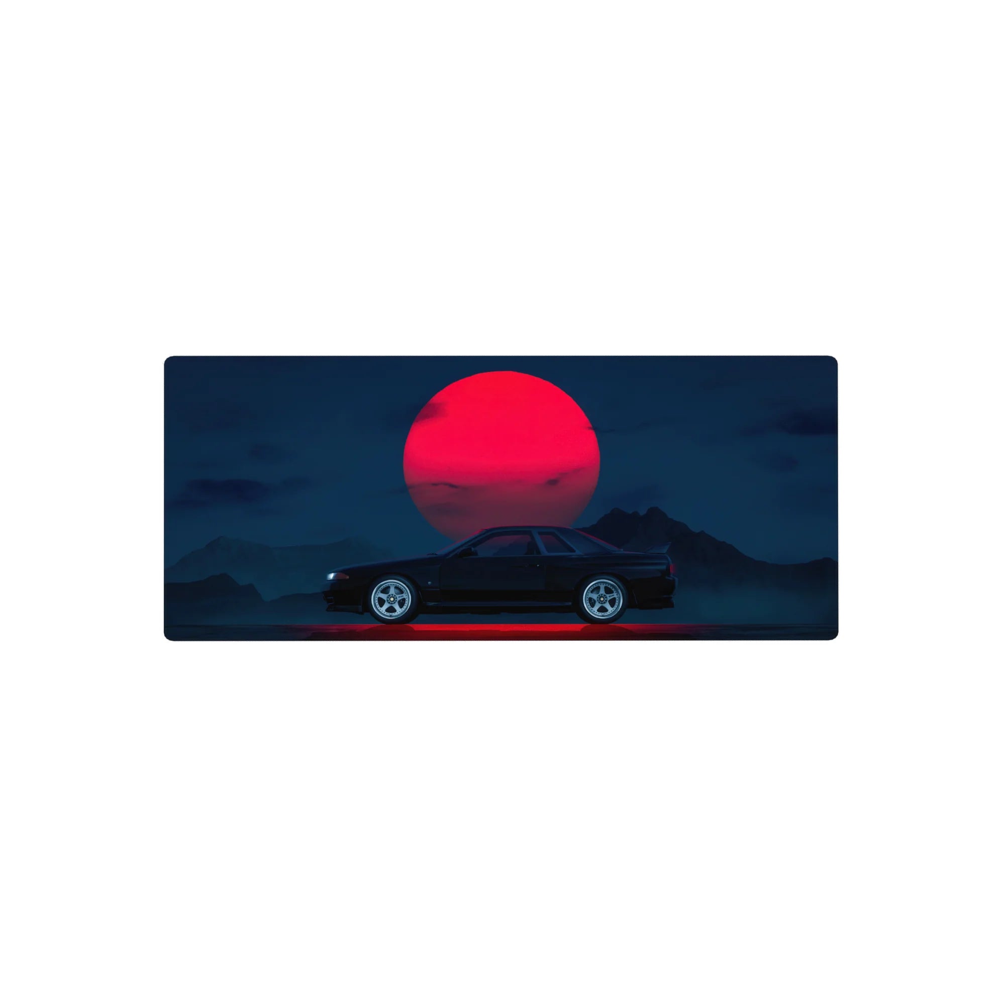 Retrowave - Vaporwave Deskmat | Mousepad | Deskpad - Midnight Skyline Eclipse - AniChan