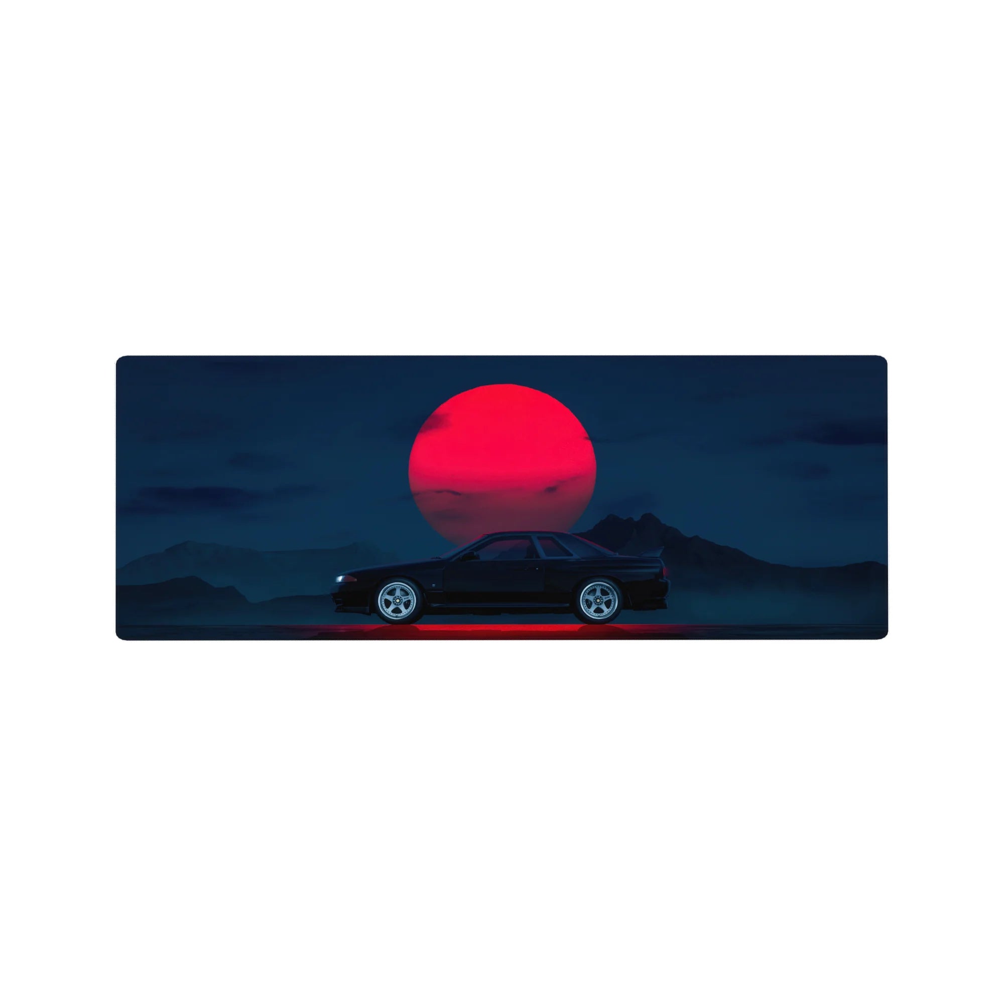 Retrowave - Vaporwave Deskmat | Mousepad | Deskpad - Midnight Skyline Eclipse - AniChan