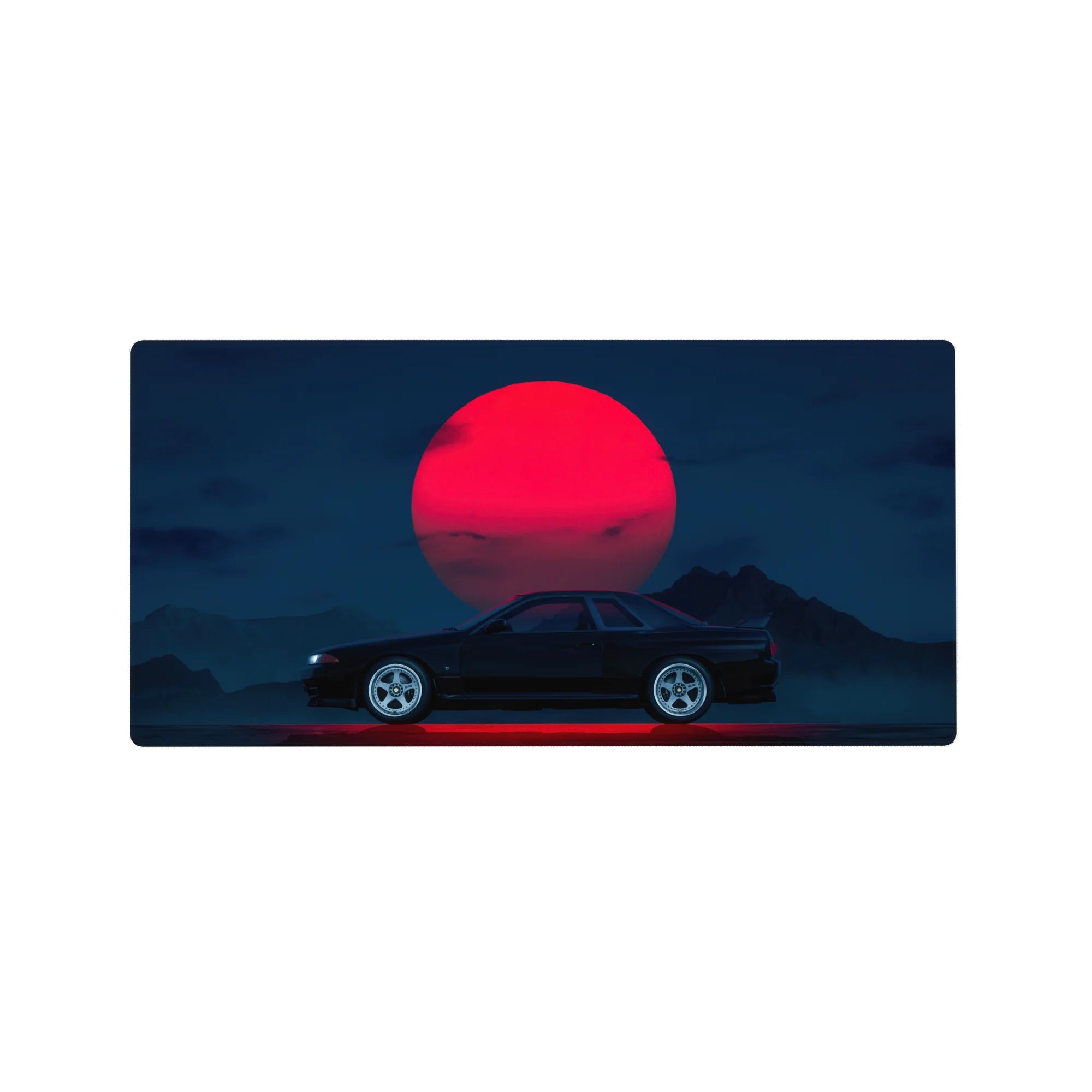 Retrowave - Vaporwave Deskmat | Mousepad | Deskpad - Midnight Skyline Eclipse - AniChan