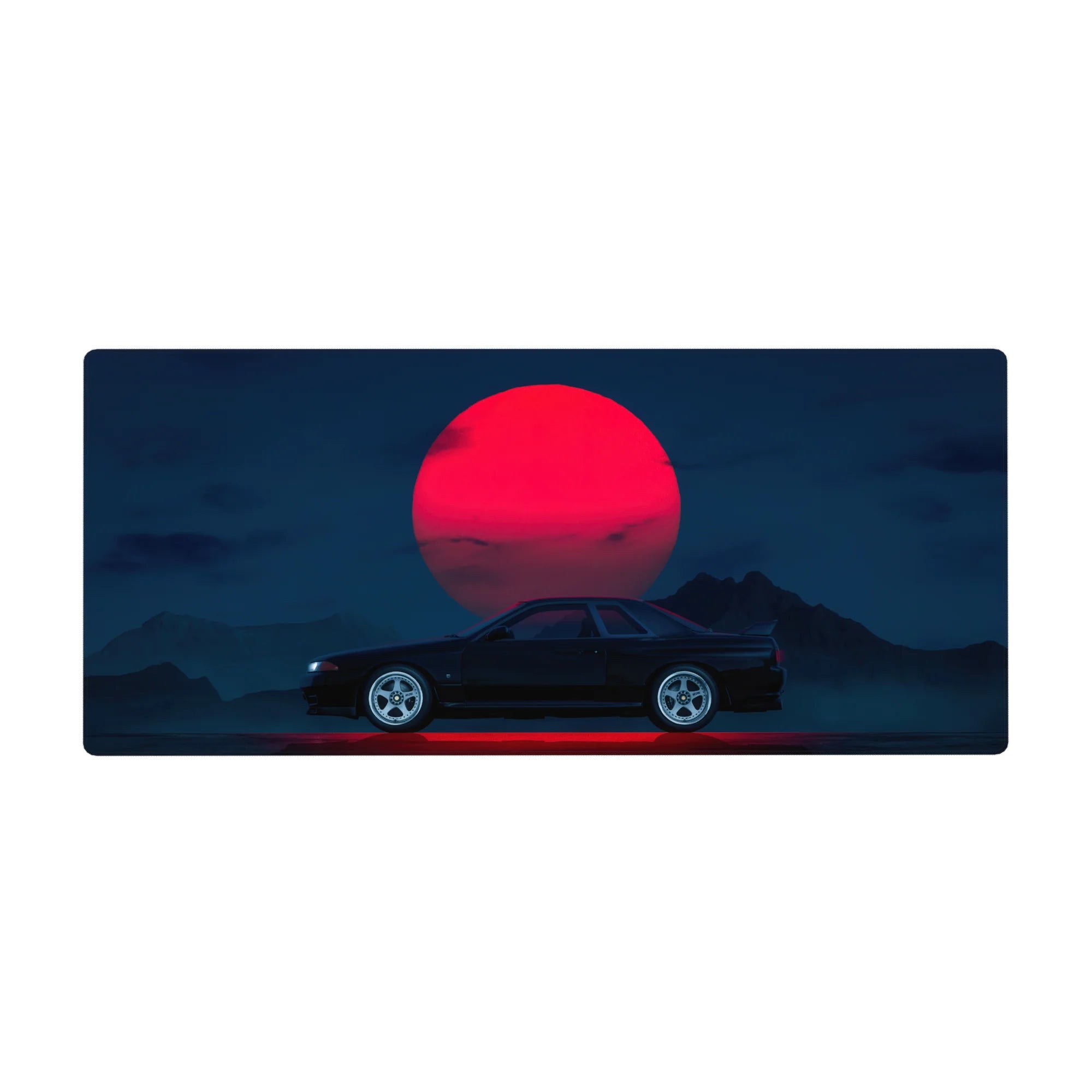 Retrowave - Vaporwave Deskmat | Mousepad | Deskpad - Midnight Skyline Eclipse - AniChan