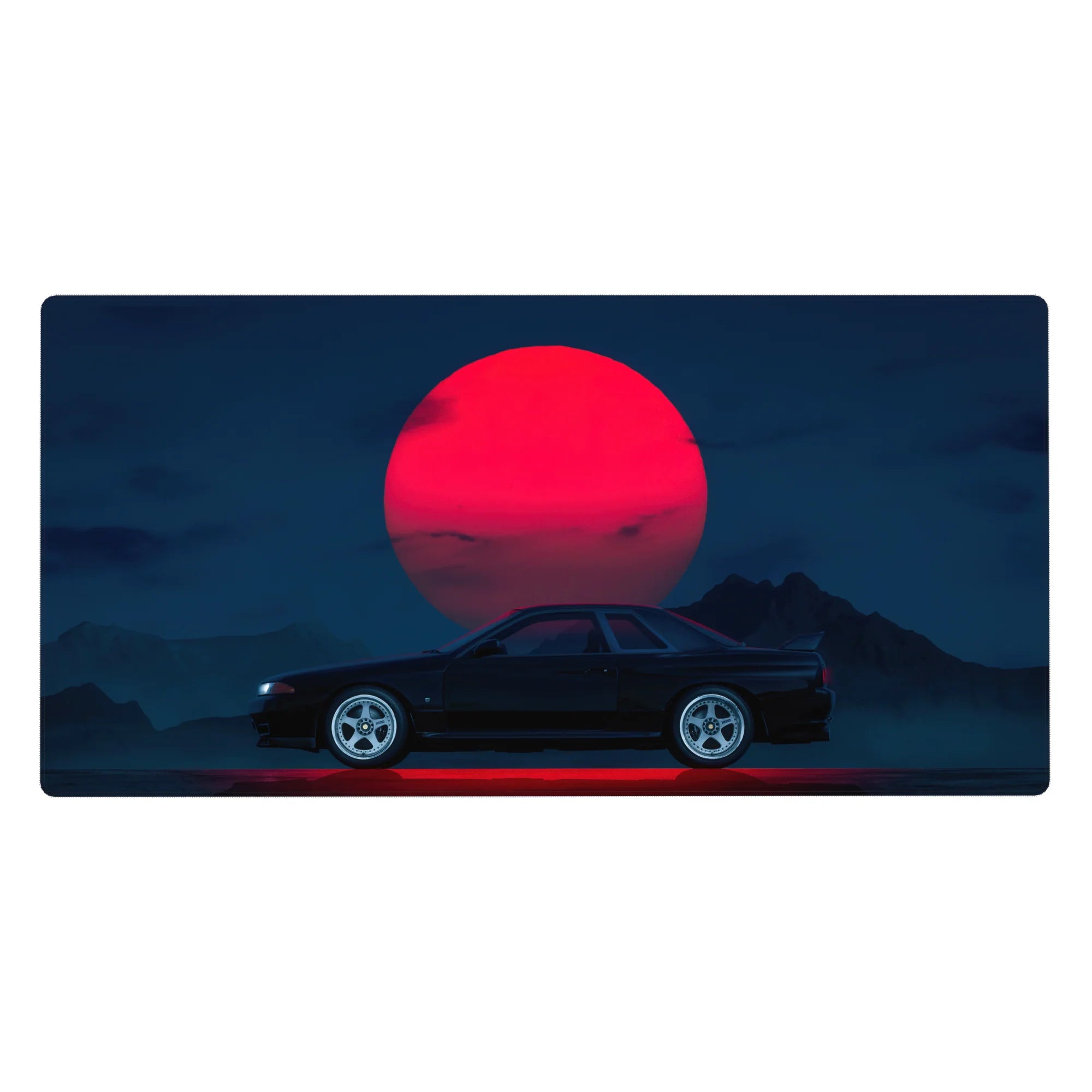 Retrowave - Vaporwave Deskmat | Mousepad | Deskpad - Midnight Skyline Eclipse - AniChan