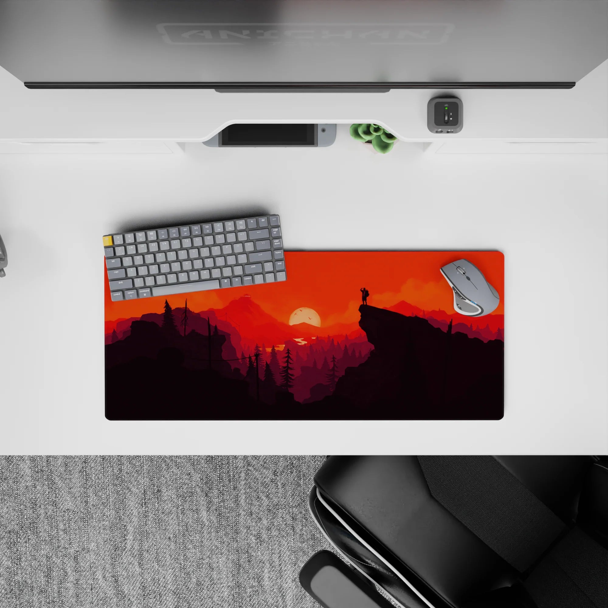 Vector Landscapes Deskmat | Mousepad | Deskpad - Sunset Blaze Adventure