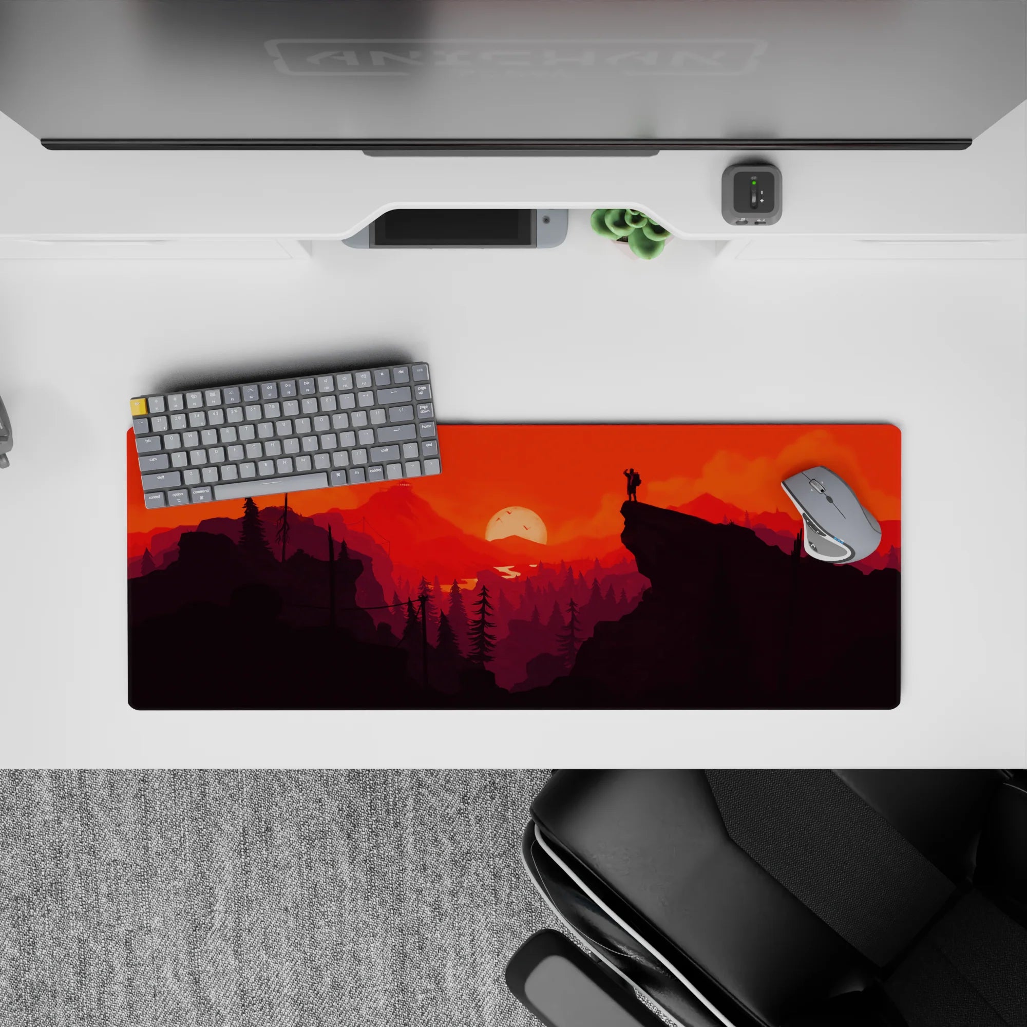 Vector Landscapes Deskmat | Mousepad | Deskpad - Sunset Blaze Adventure