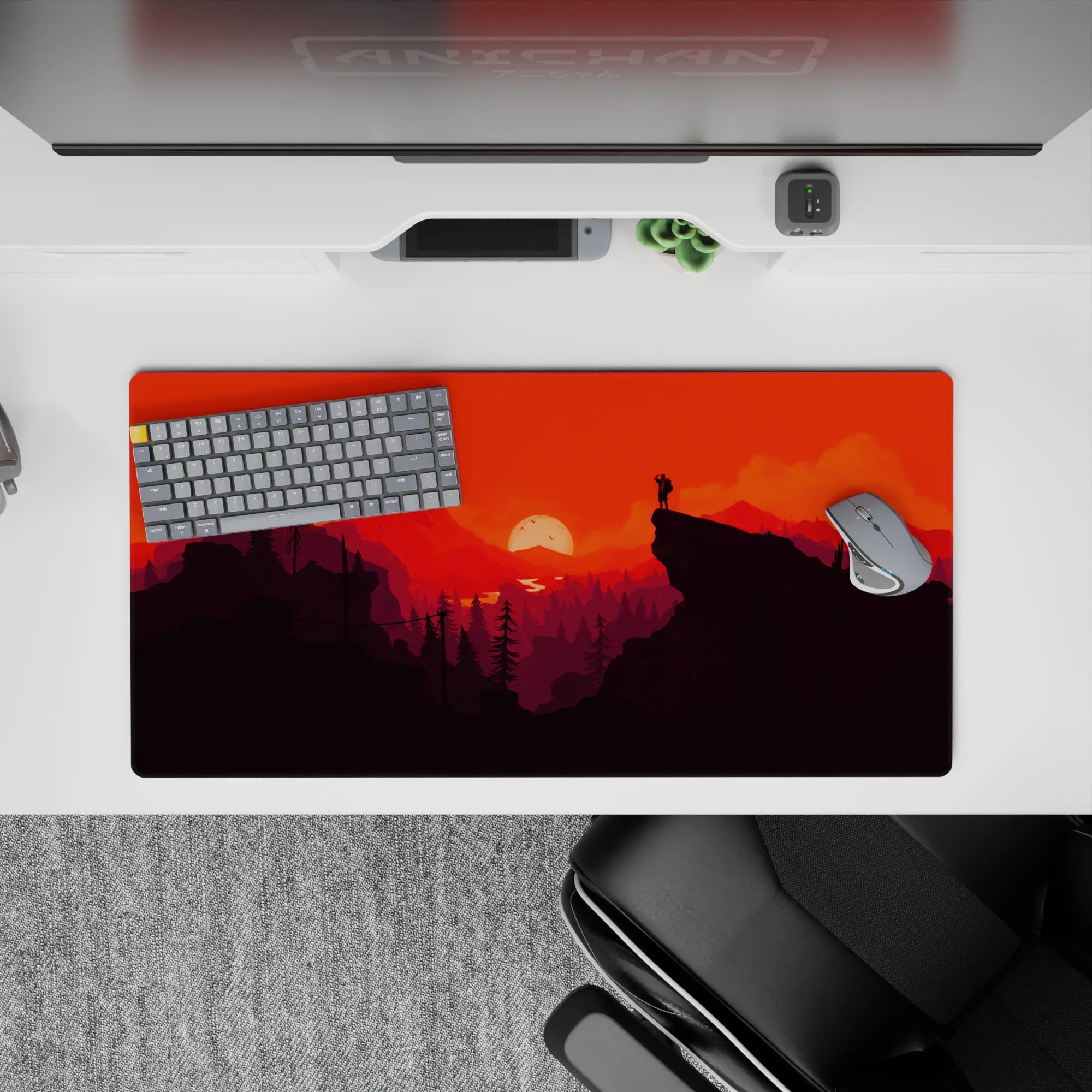 Vector Landscapes Deskmat | Mousepad | Deskpad - Sunset Blaze Adventure