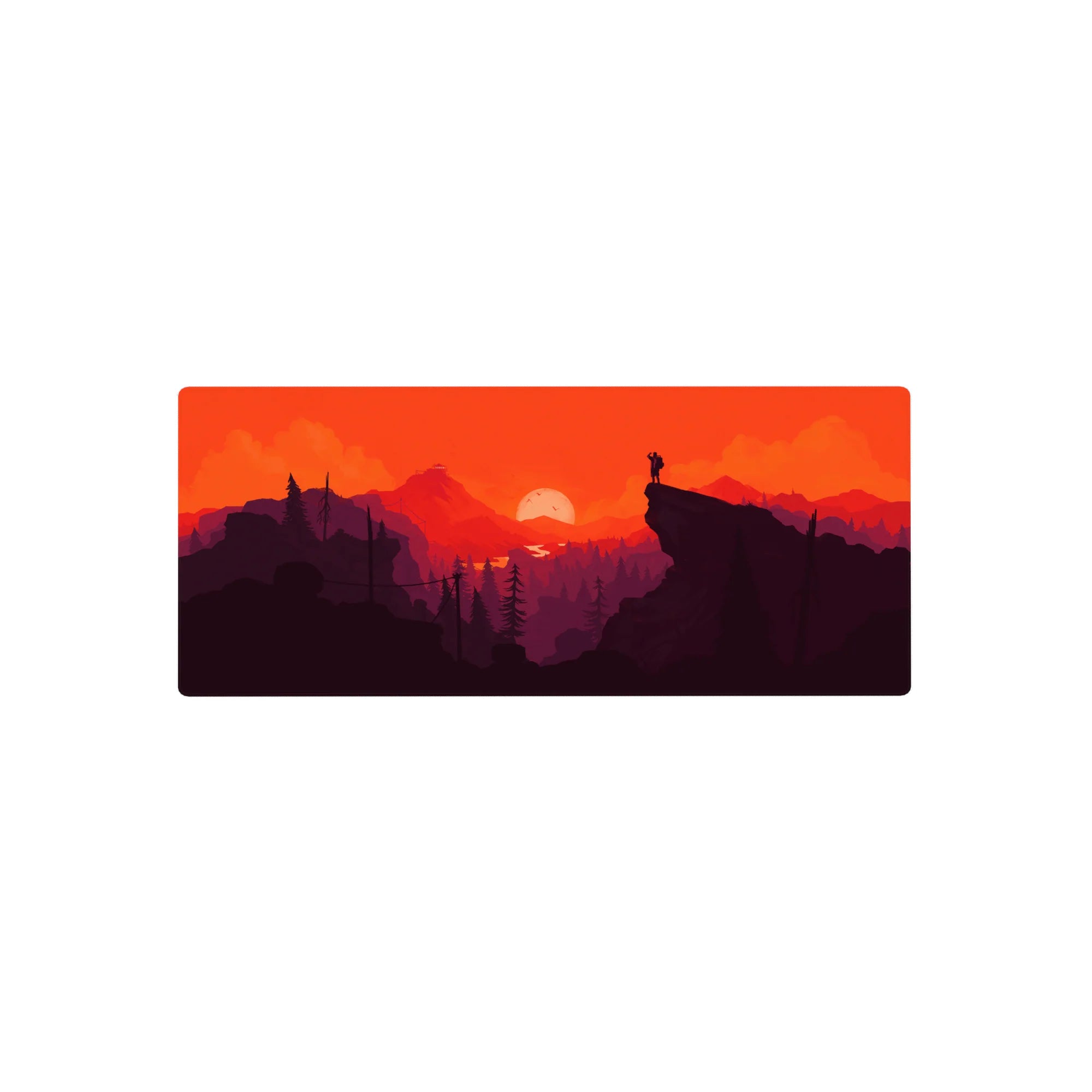 Vector Landscapes Deskmat | Mousepad | Deskpad - Sunset Blaze Adventure