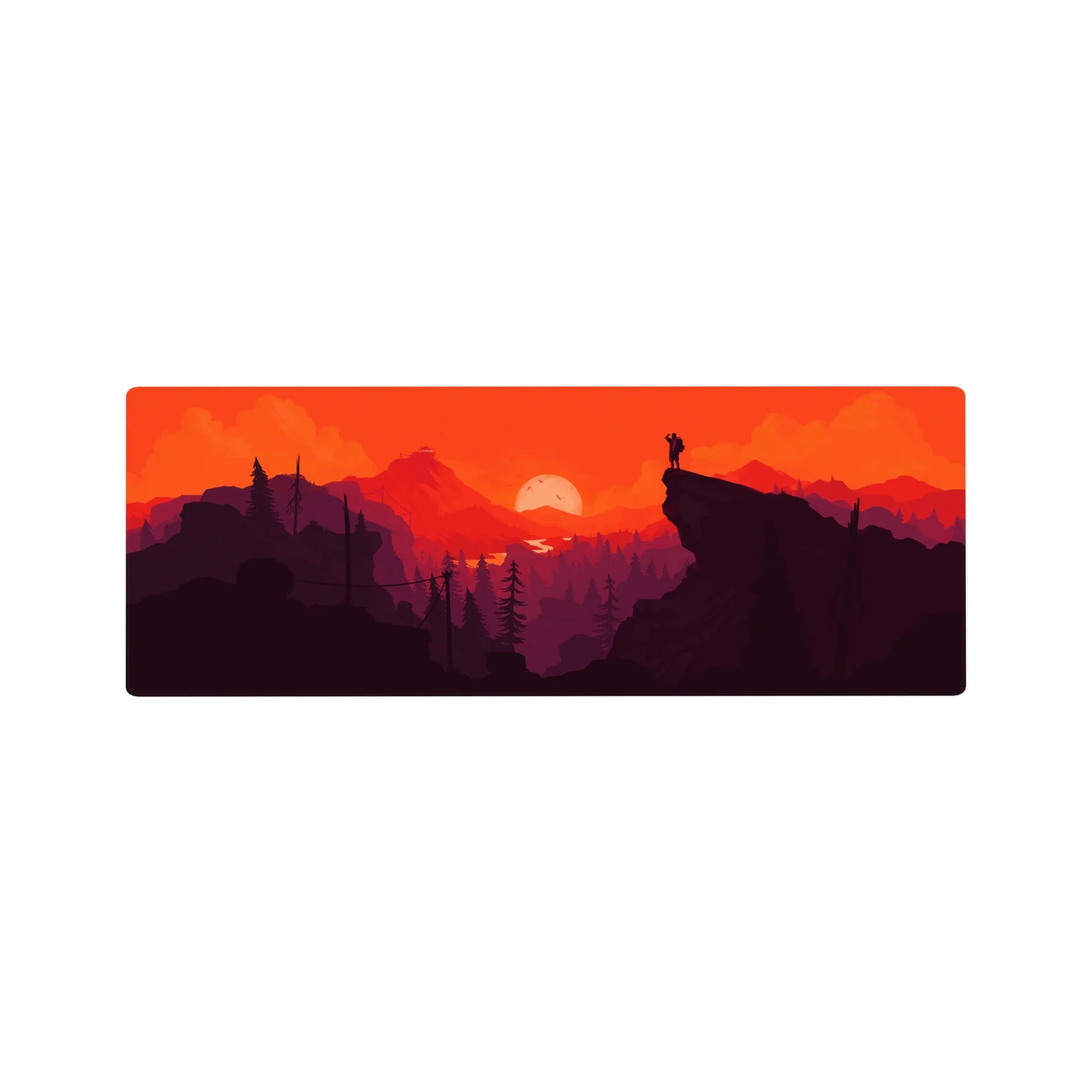 Vector Landscapes Deskmat | Mousepad | Deskpad - Sunset Blaze Adventure