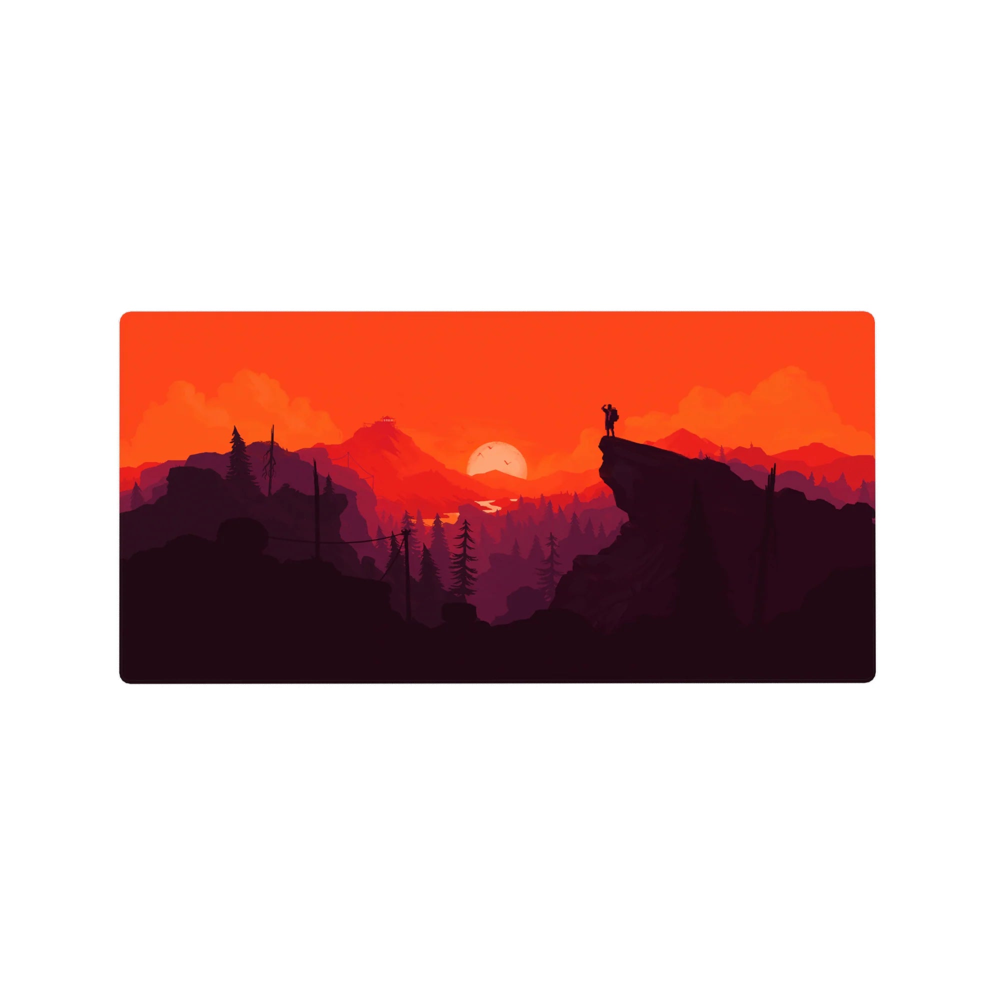 Vector Landscapes Deskmat | Mousepad | Deskpad - Sunset Blaze Adventure