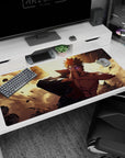 Pain from Naruto Shippuden desk pad 40x20 inches, hands in prayer, Rinnegan stare, debris flying.
