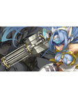 40x20 inches anime girl desk pad with blue-haired sci-fi heroine in white-gold armor and cannon.