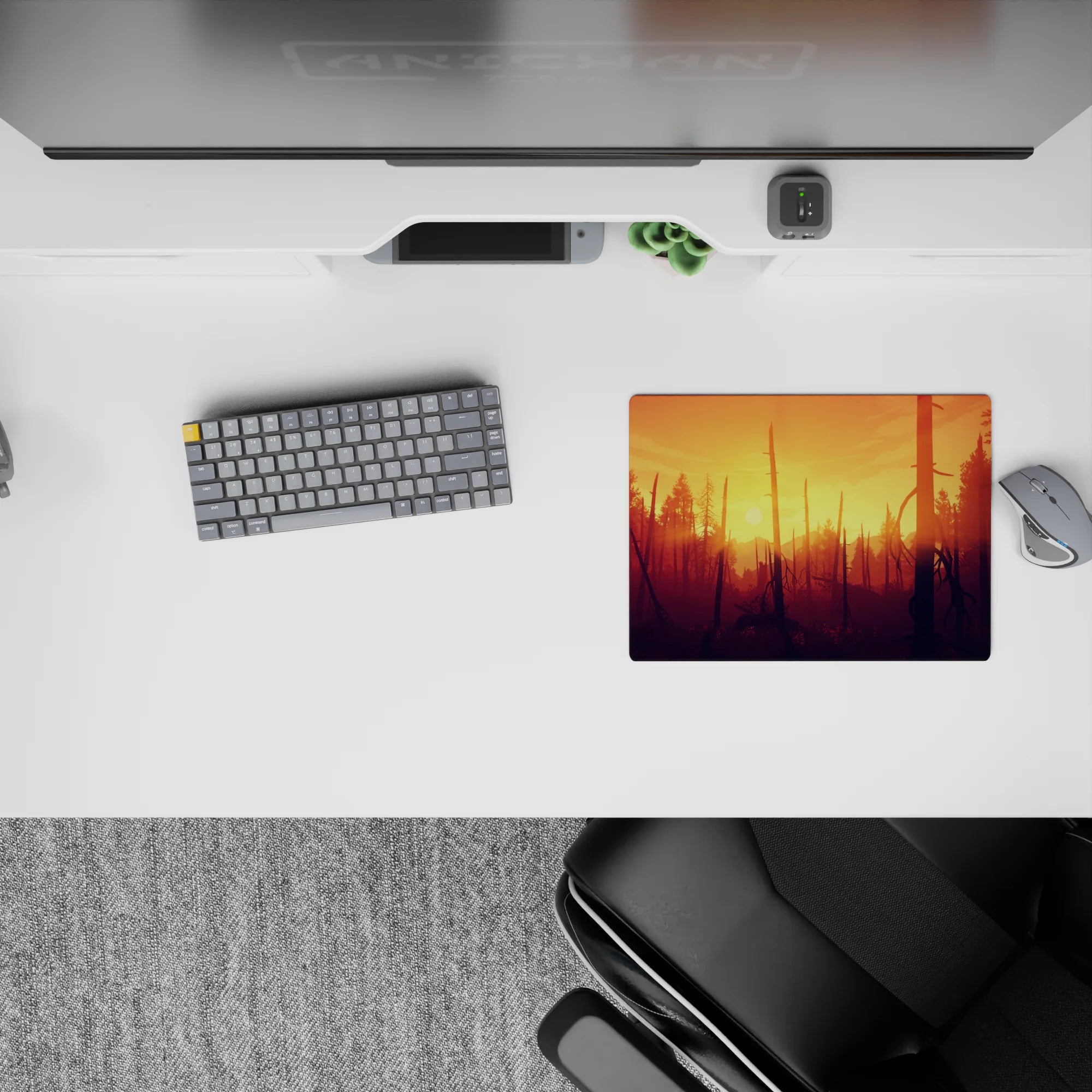 Vector Landscapes Deskmat | Mousepad | Deskpad - Sunset Forest Blaze