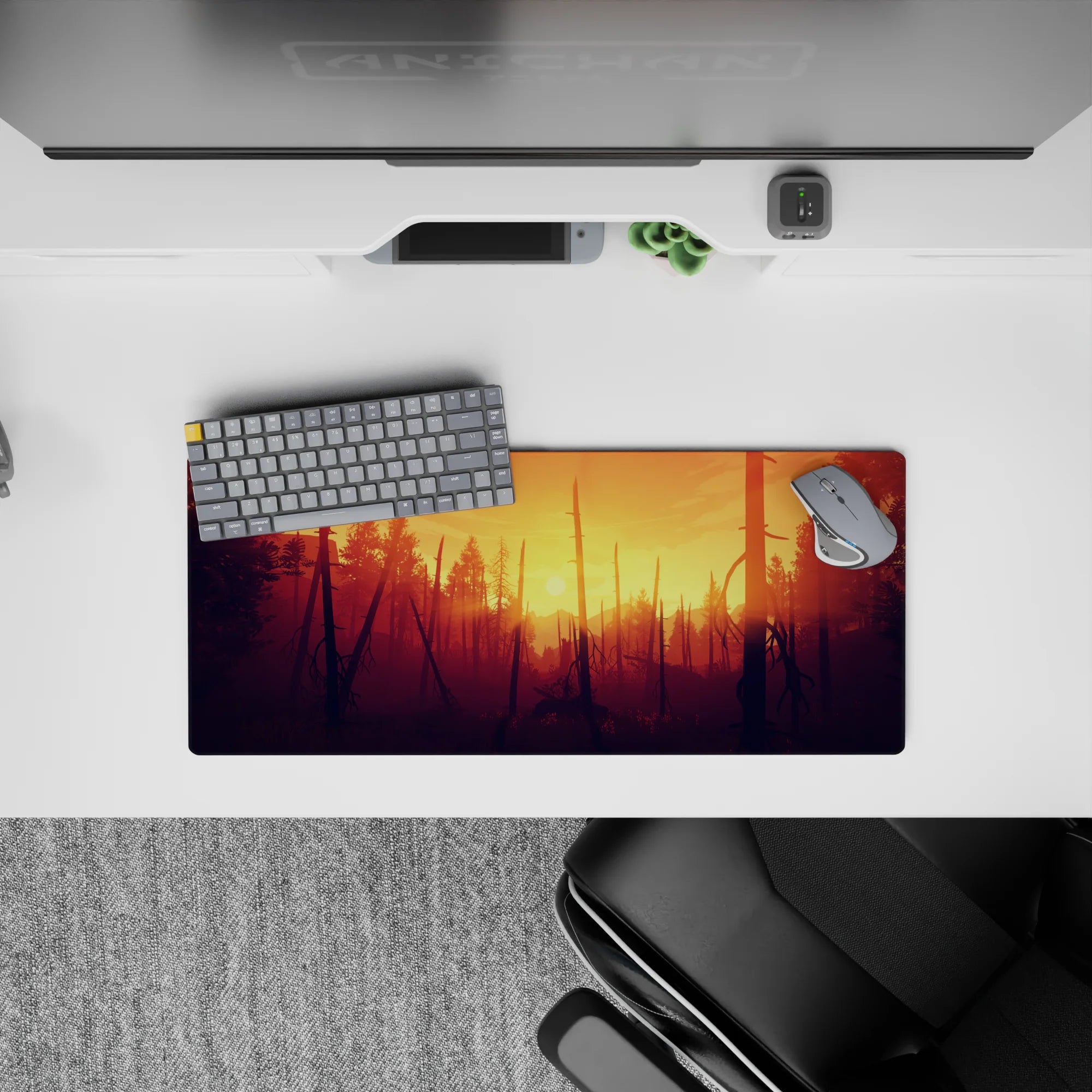 Vector Landscapes Deskmat | Mousepad | Deskpad - Sunset Forest Blaze