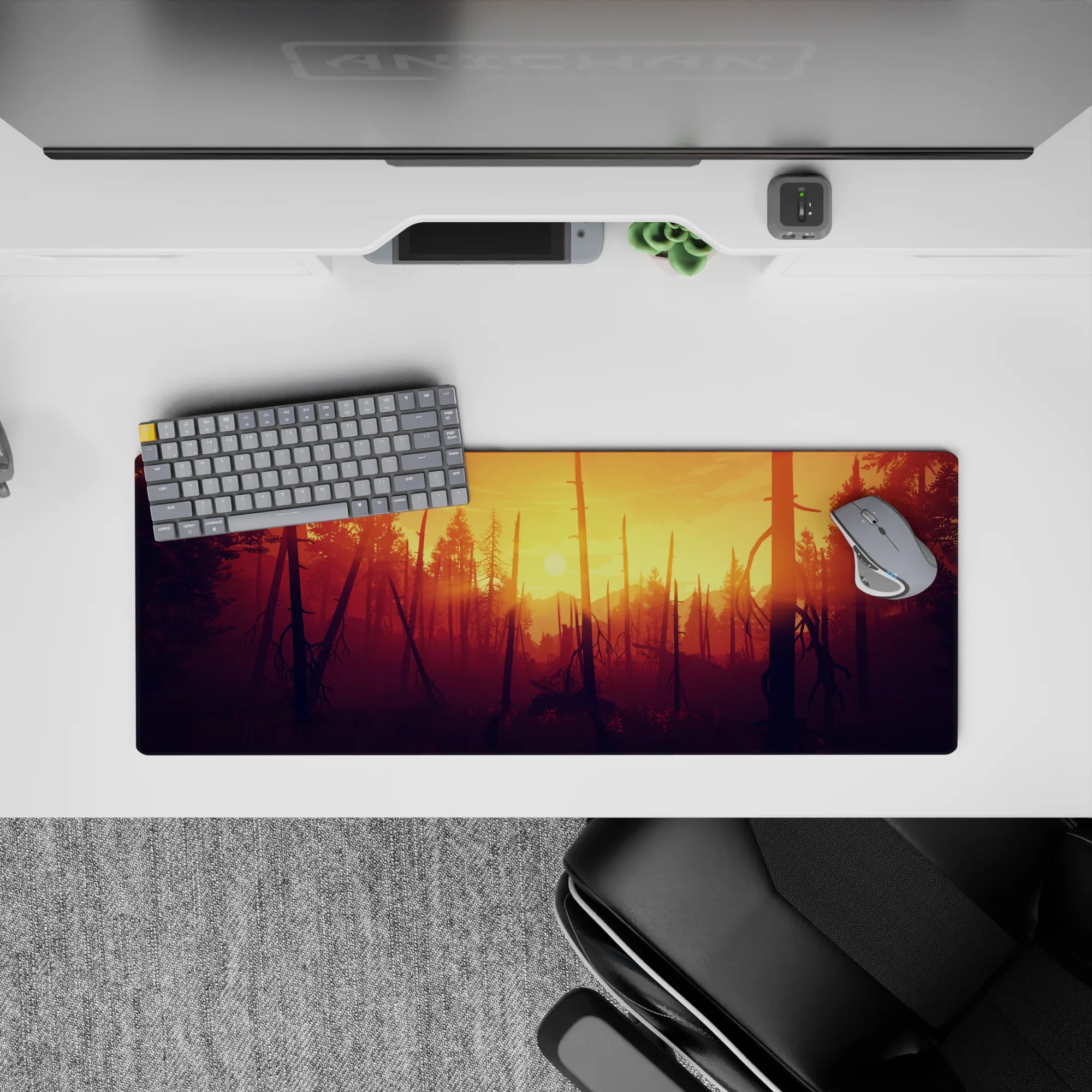 Vector Landscapes Deskmat | Mousepad | Deskpad - Sunset Forest Blaze