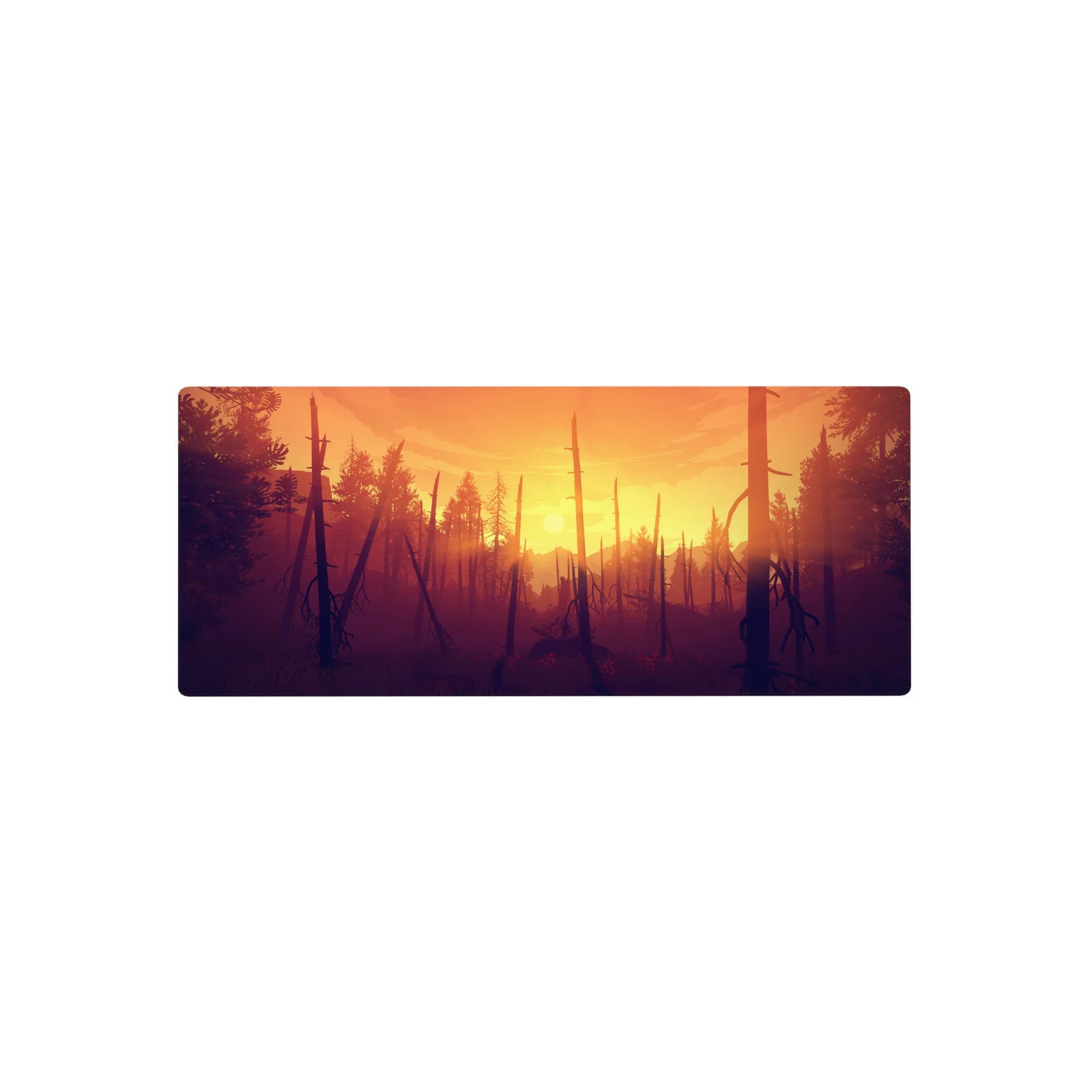 Vector Landscapes Deskmat | Mousepad | Deskpad - Sunset Forest Blaze