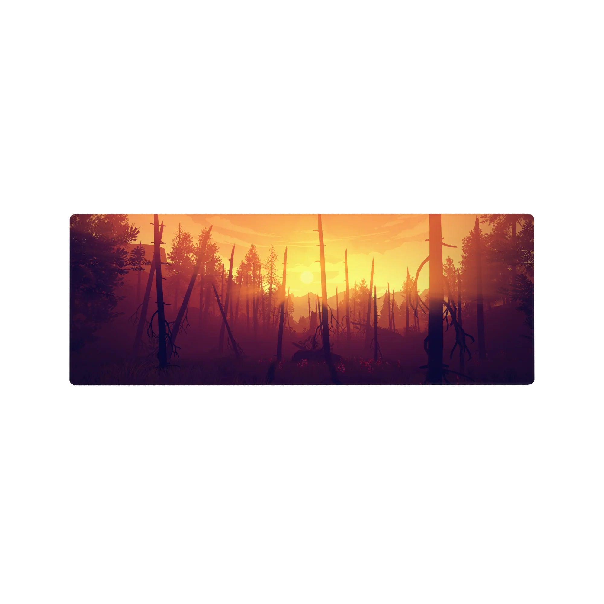 Vector Landscapes Deskmat | Mousepad | Deskpad - Sunset Forest Blaze