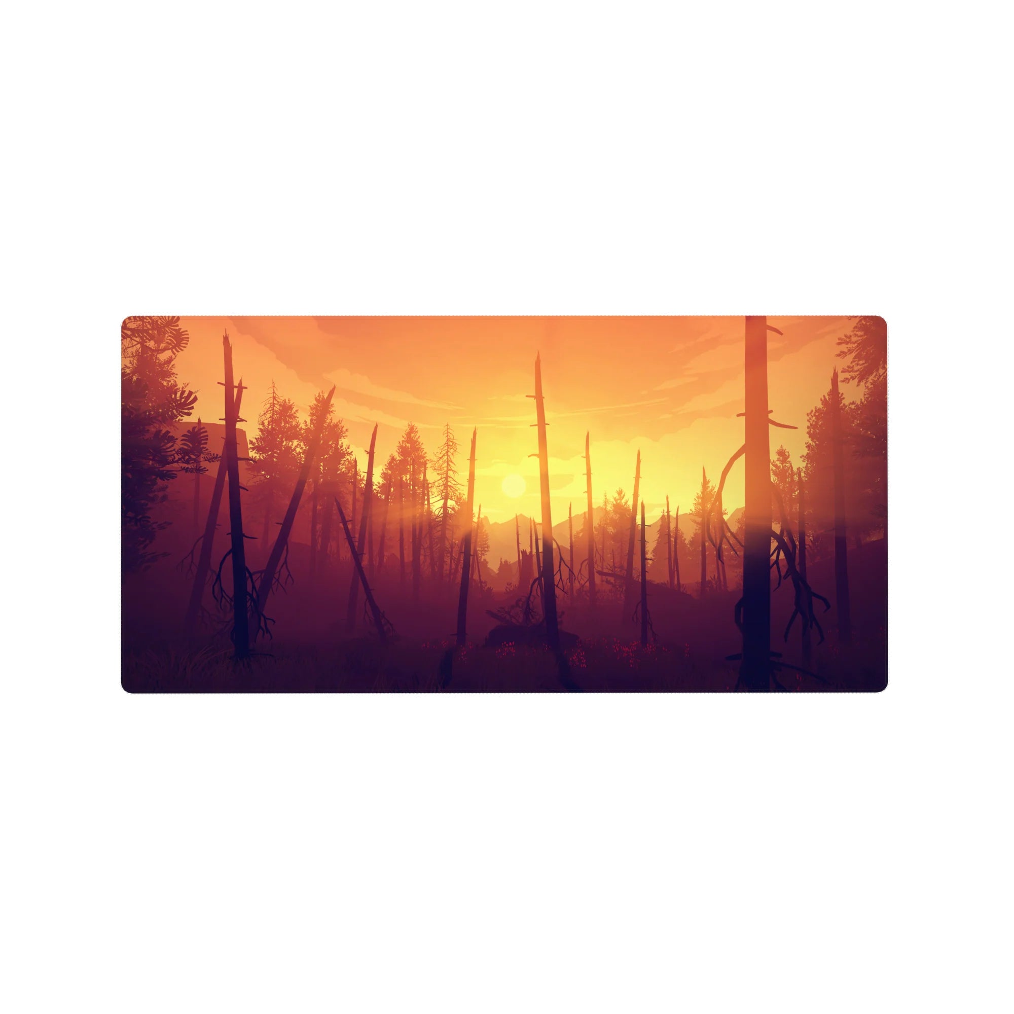 Vector Landscapes Deskmat | Mousepad | Deskpad - Sunset Forest Blaze