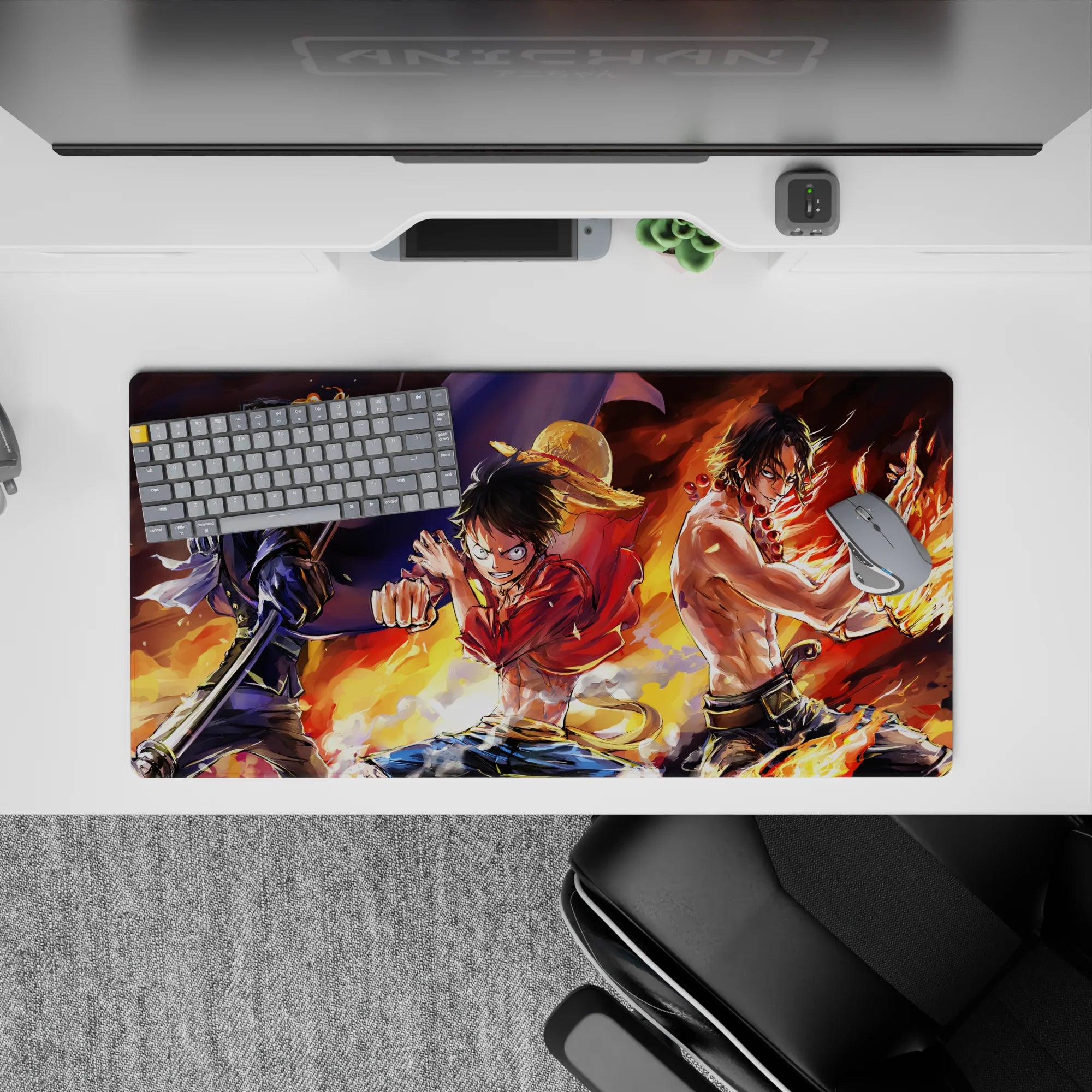 One Piece Deskmat | Mousepad | Deskpad - Fires of Brotherhood - AniChan