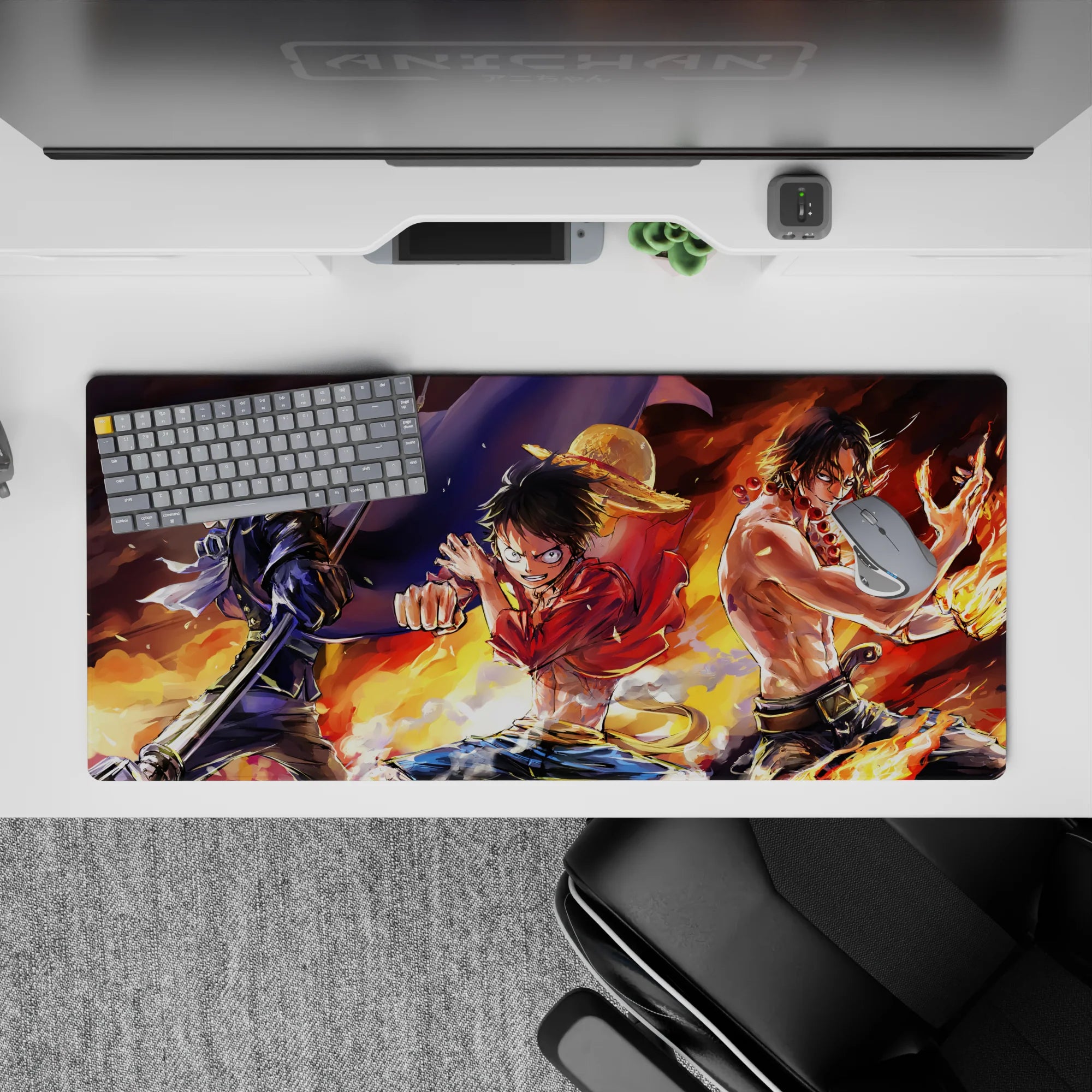 One Piece Deskmat | Mousepad | Deskpad - Fires of Brotherhood - AniChan