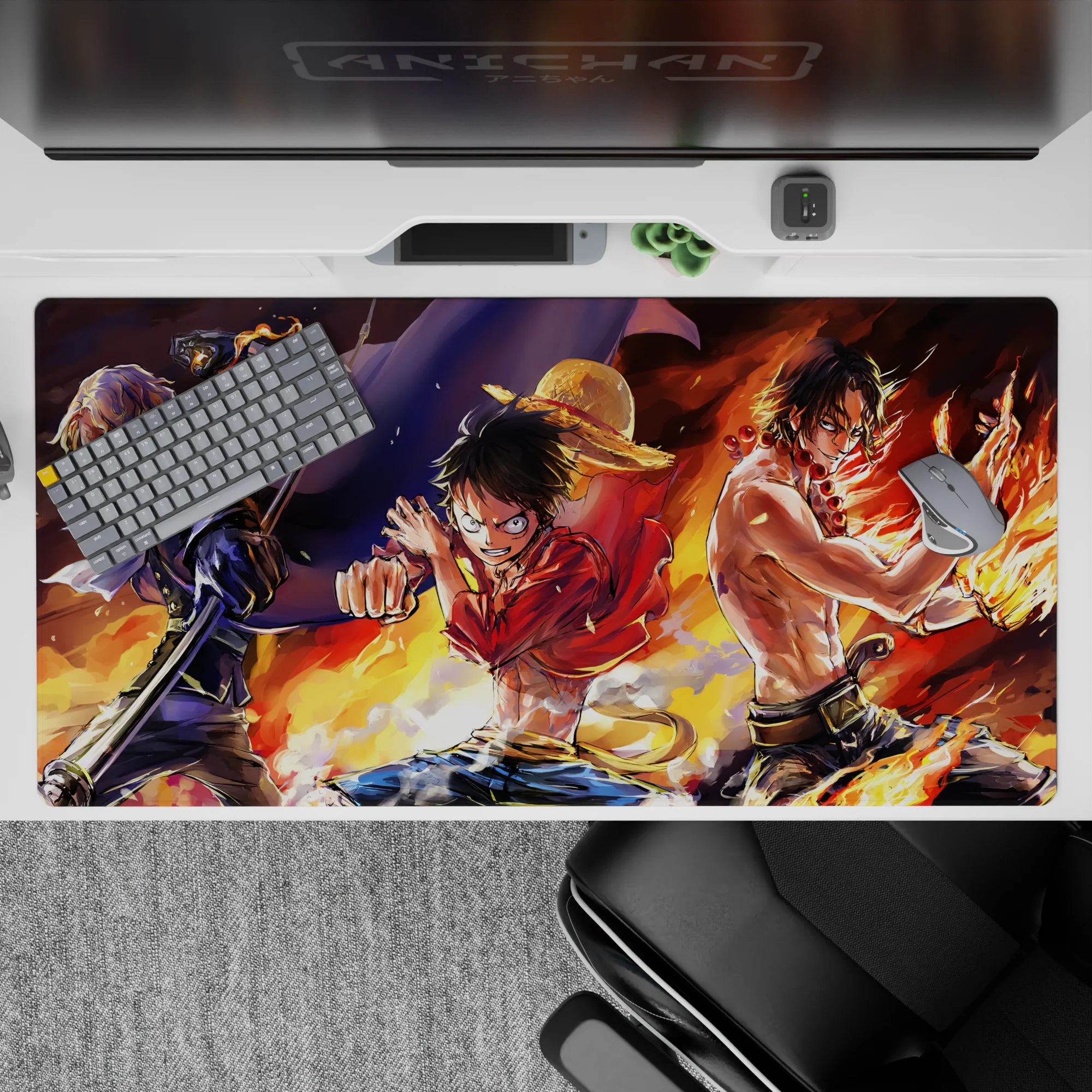 One Piece Deskmat | Mousepad | Deskpad - Fires of Brotherhood - AniChan