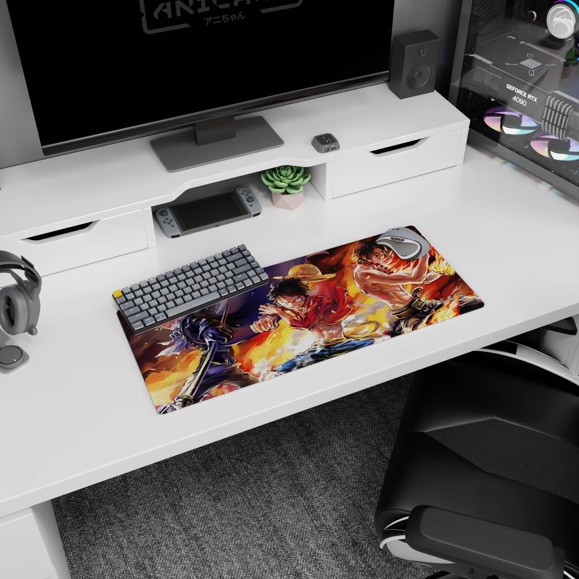 One Piece Deskmat | Mousepad | Deskpad - Fires of Brotherhood - AniChan