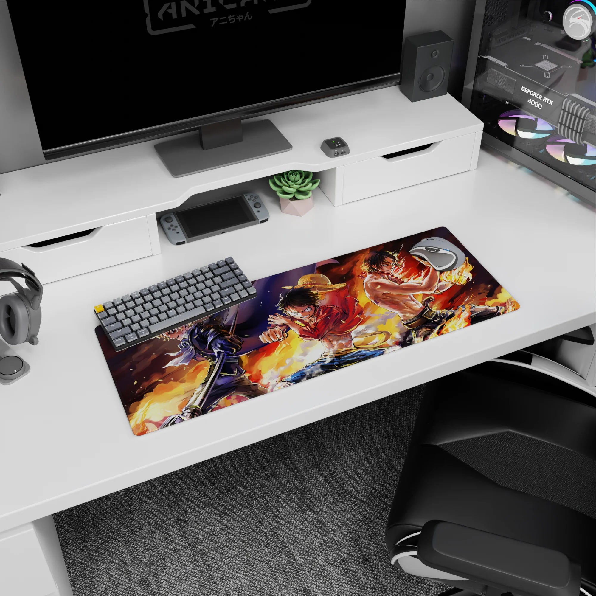 One Piece Deskmat | Mousepad | Deskpad - Fires of Brotherhood - AniChan