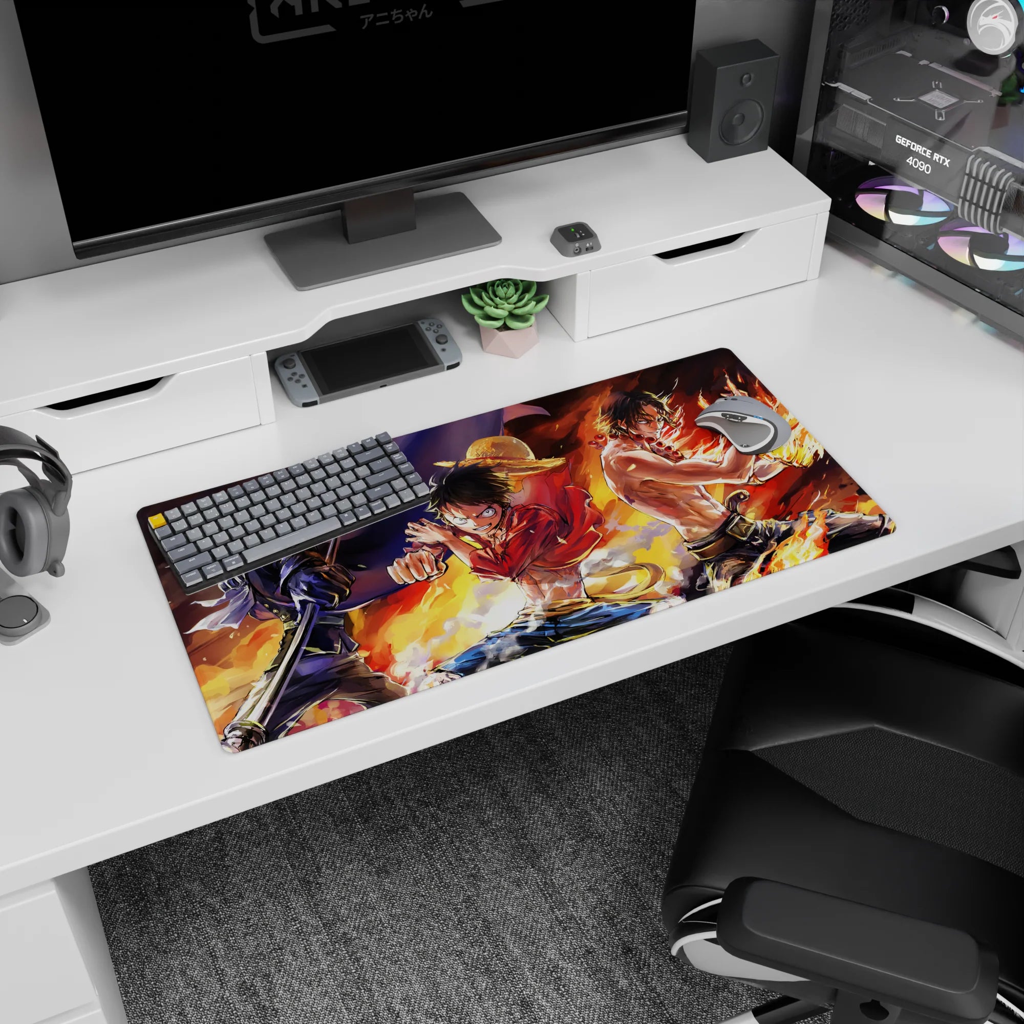 One Piece Deskmat | Mousepad | Deskpad - Fires of Brotherhood - AniChan