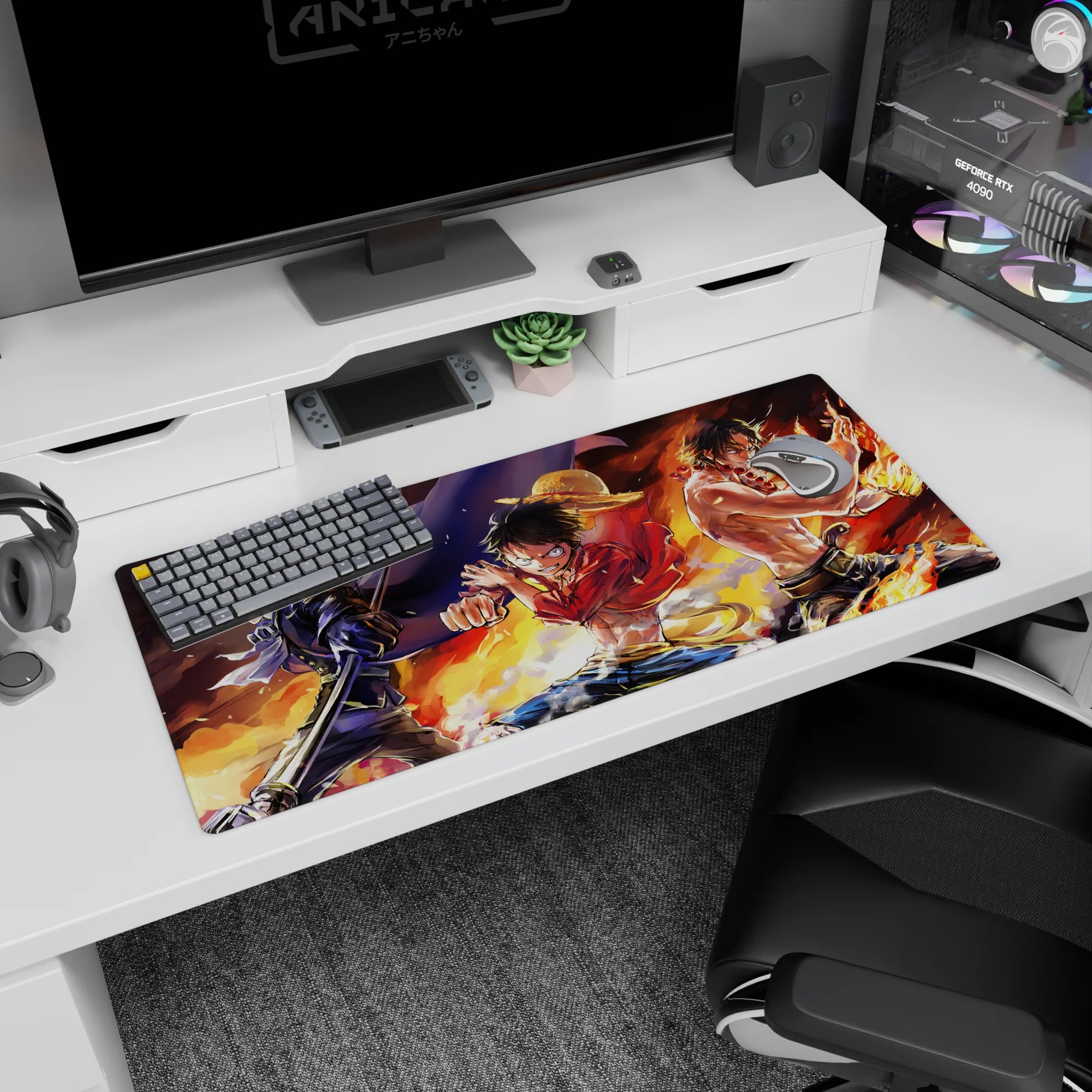 One Piece Deskmat | Mousepad | Deskpad - Fires of Brotherhood - AniChan