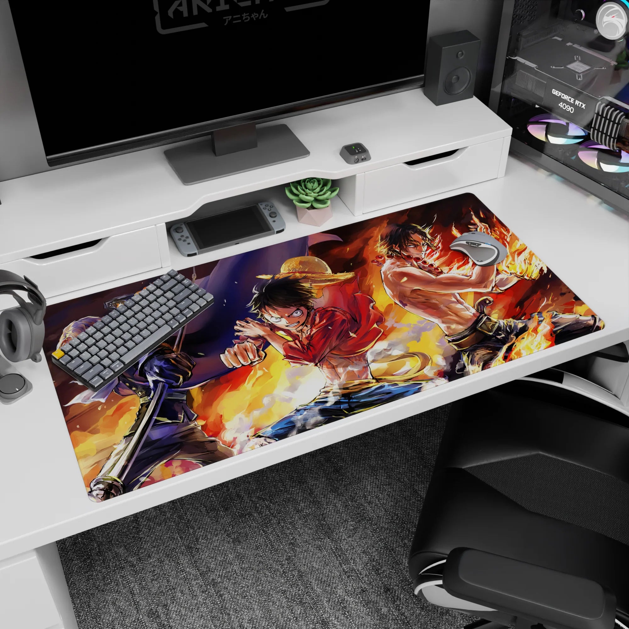 One Piece Deskmat | Mousepad | Deskpad - Fires of Brotherhood - AniChan