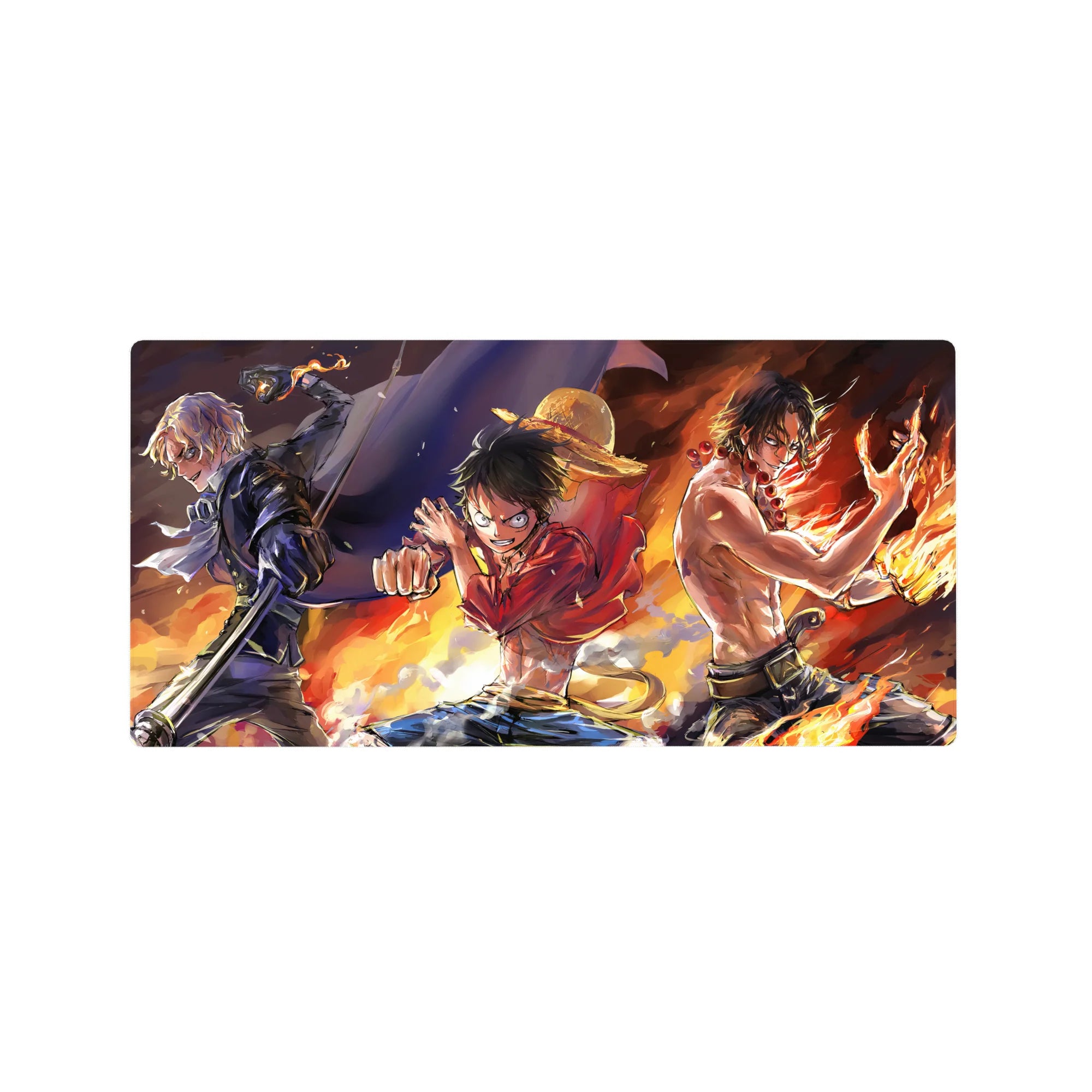 One Piece Deskmat | Mousepad | Deskpad - Fires of Brotherhood - AniChan