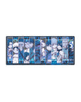 Future Diary lineup anime mouse pad 28x12 inches with stacked diary holders, sharp panels, and bold numbers.