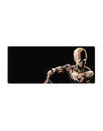 Minimalist Saitama anime mouse pad desk mat 28x12 inches with bold contrast hero portrait.