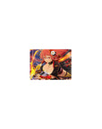 Classic anime girl mouse pad 14x10 inches with fiery-haired katana warrior, neon sparks, and gold accents.