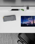 Dreamy dusk gradient anime mouse pad 14x10 inches in cobalt-to-peach tones, calm and cinematic.