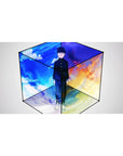 Anime desk pad 40x20 inches with Mob in a sleek cube layout and four-sky panels, clean line art.