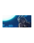 28x12 inches anime girl mouse pad with silver-haired bunny girl under moonlit clouds, crisp detailed art.