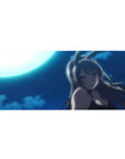 36x16 inches anime girl desk pad with silver-haired bunny girl under a moonlit sky and drifting clouds.