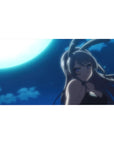 40x20 inches anime girl desk pad with silver-haired bunny girl under moonlight, navy sky and clouds.