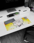 28x12 inches anime mouse pad showing a drowsy chibi blonde with tiny pout and big blank eyes.