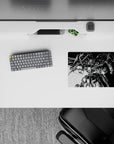 14x10 inches black-and-white manga contrast anime mouse pad with bold, dramatic mecha action vibe.