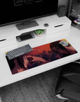 Sasuke and Itachi Uchiha sharing a quiet last moment at dusk, anime mouse pad 32x12 inches.