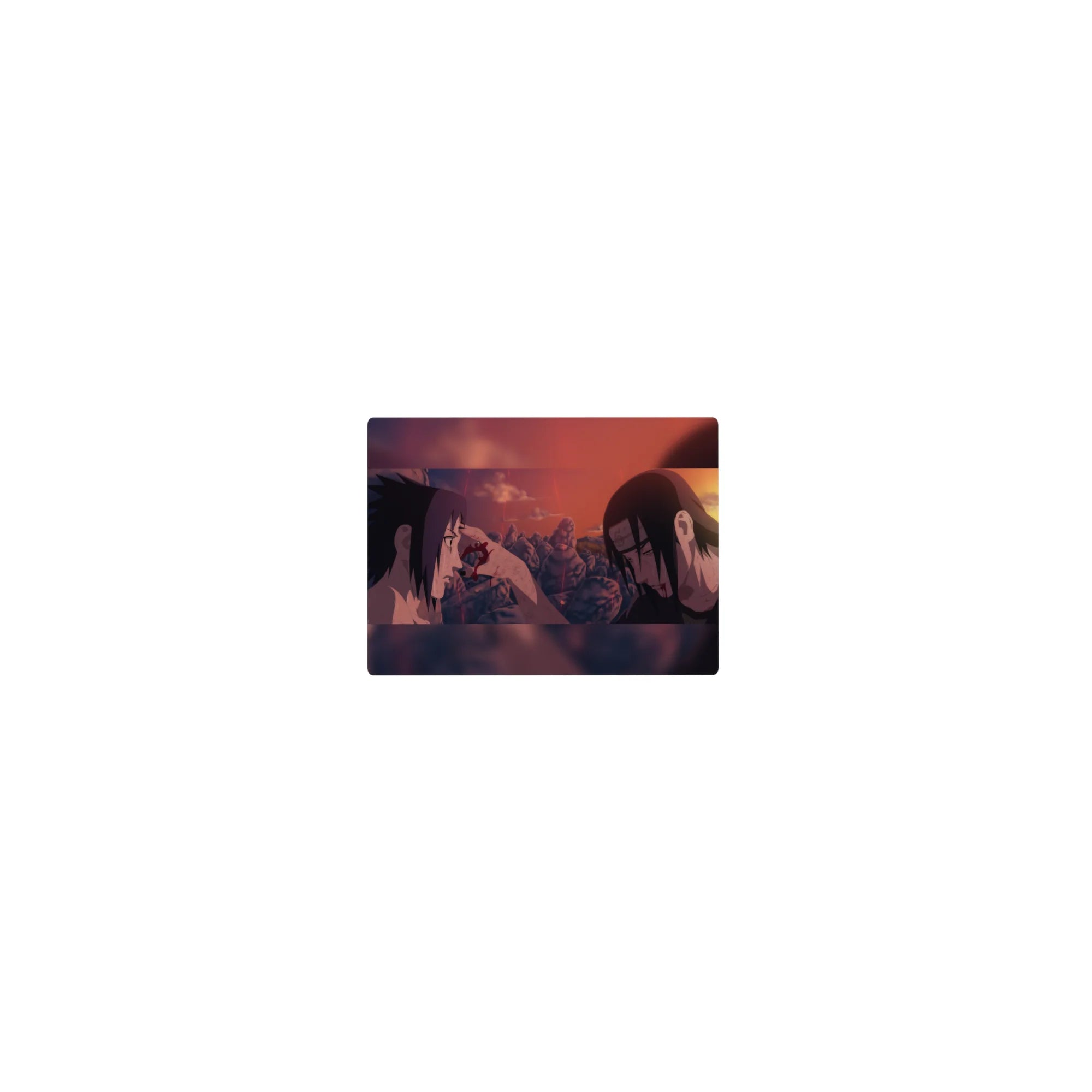 Naruto Shippuden Uchiha crest sunset scene anime mouse pad, classic 14x10 inches.