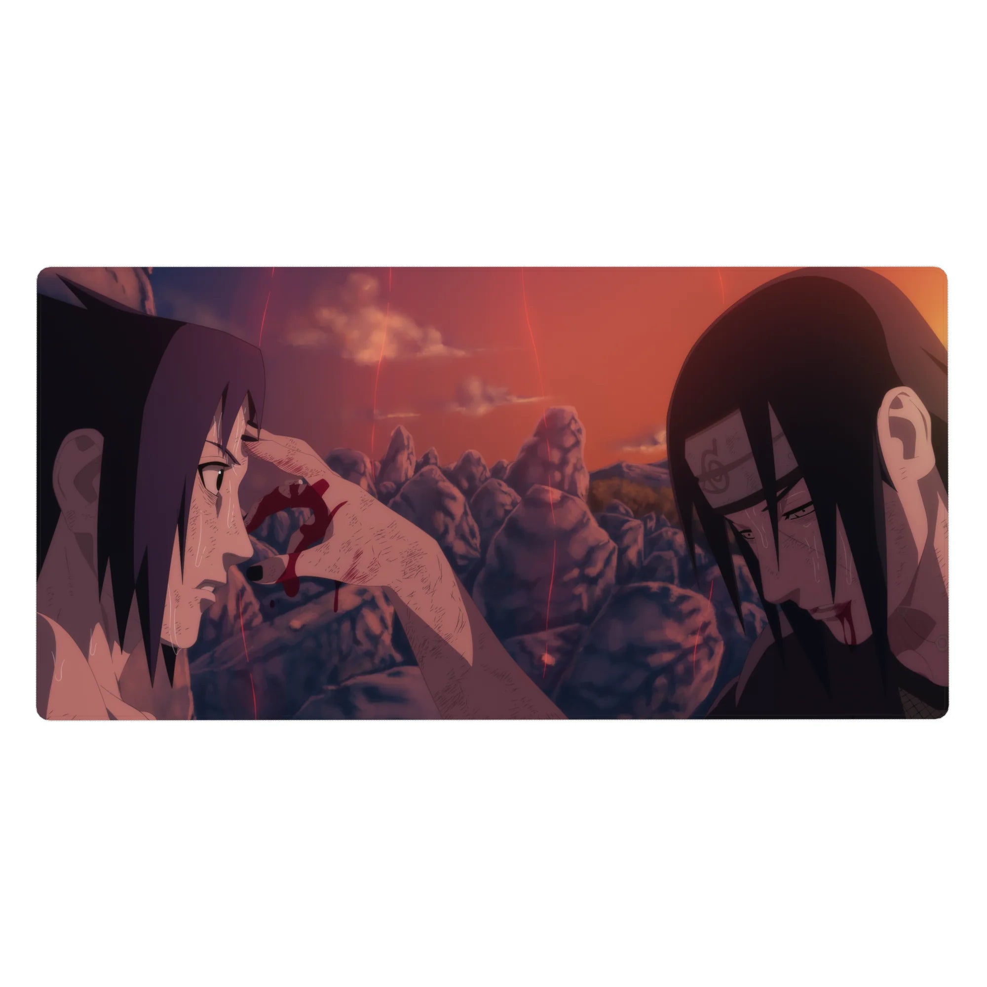 Naruto Shippuden Uchiha sunset scene anime desk pad, 40x20 inches, smooth mouse tracking.