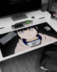 40x20 inches desk pad showing Hinata Hyuga staring forward, Byakugan eyes, pale hoodie, headband.